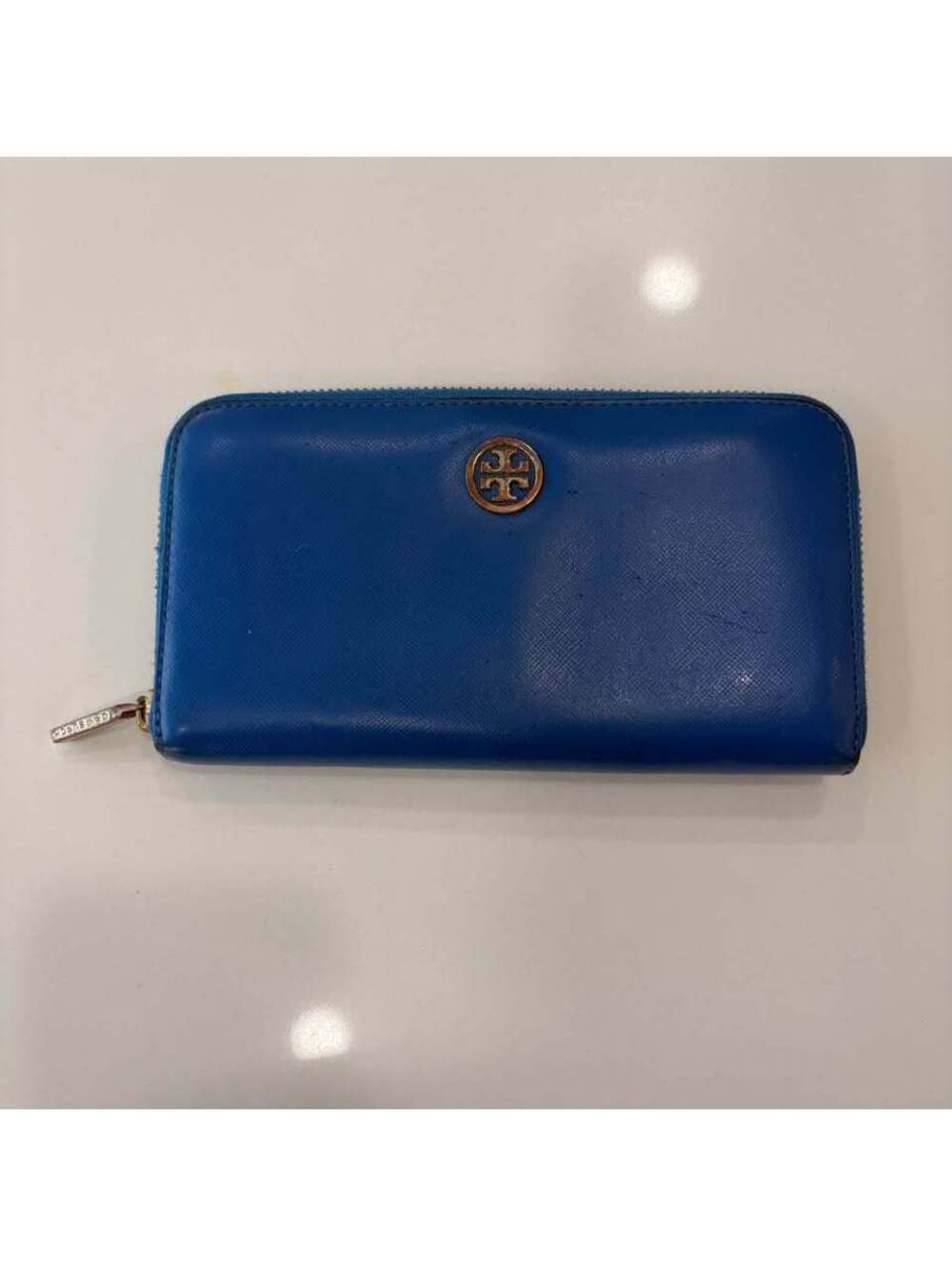 Tory Burch Blue Leather Zip Around Wallet